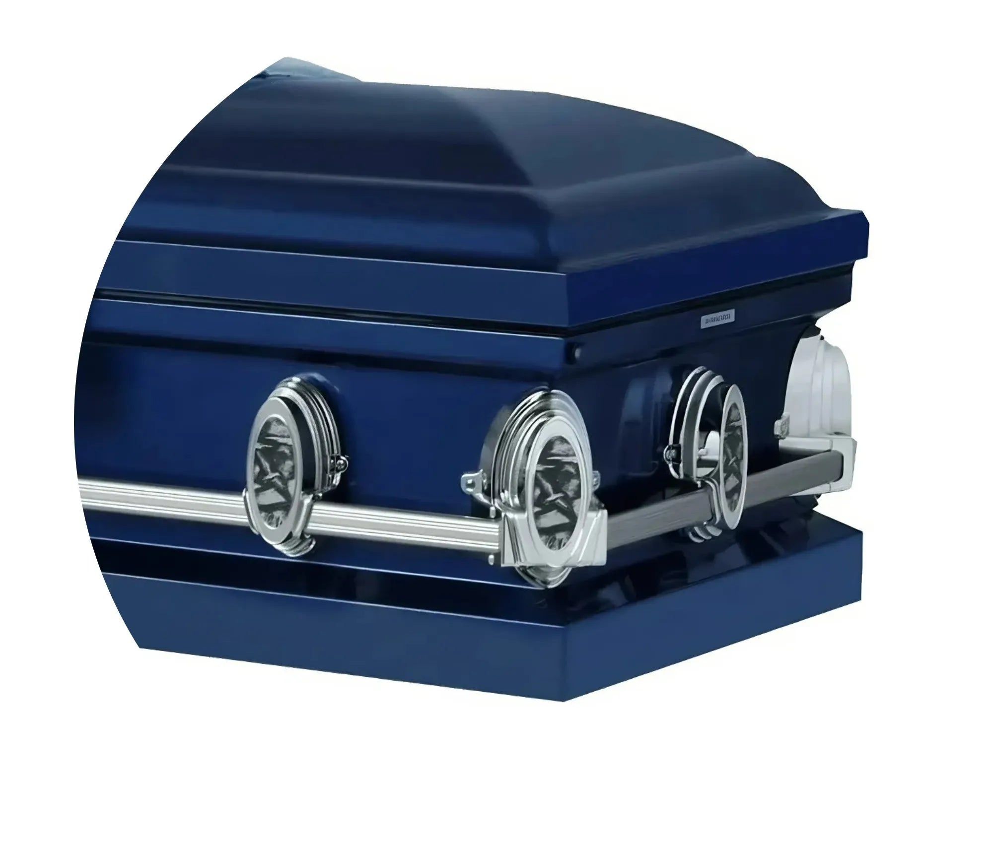 Going Home | Dark Blue Steel Casket with Light Blue Interior