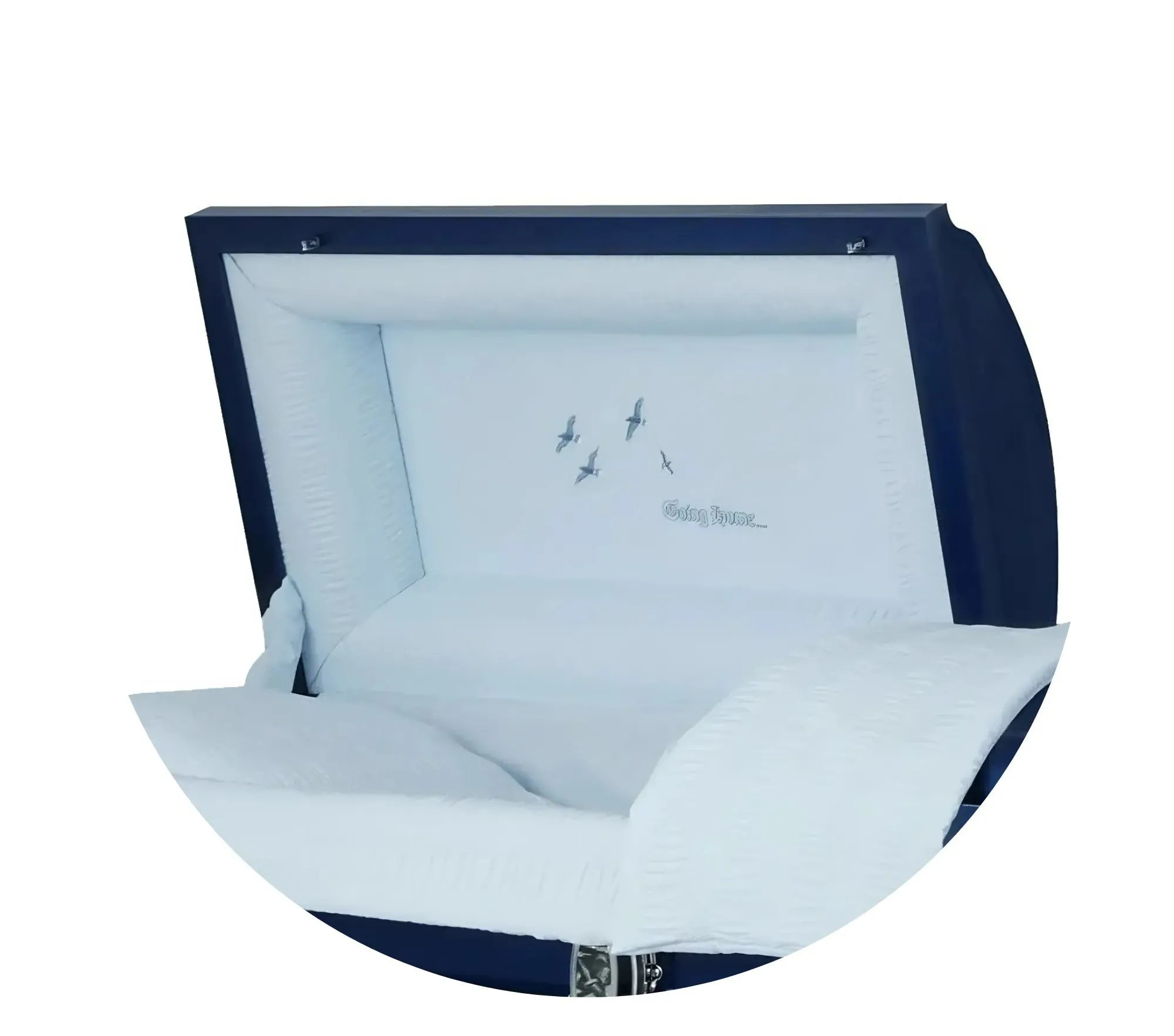 Going Home | Dark Blue Steel Casket with Light Blue Interior