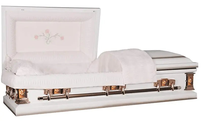 Paris Rose | White Steel Casket with Pink Interior