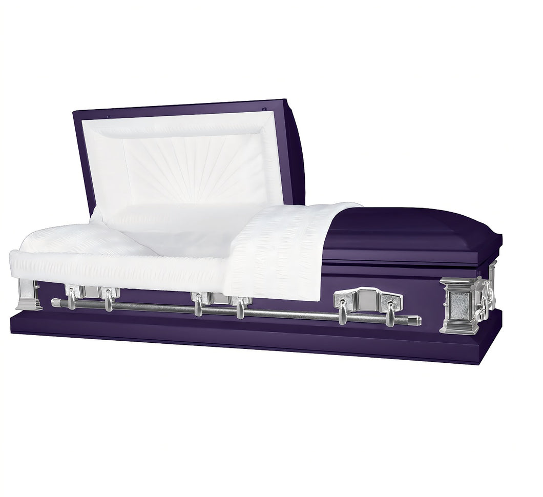 Satin Series | Royal Purple Steel Casket with White Interior