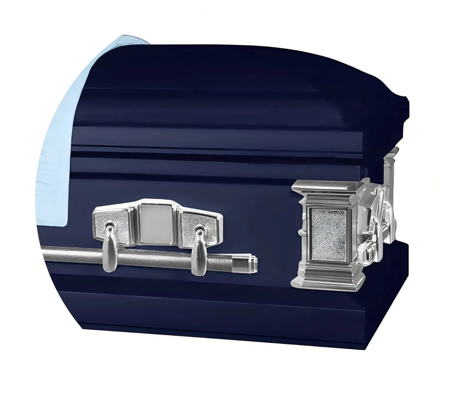 Satin Series | Dark Blue Steel Casket with Light Blue Interior