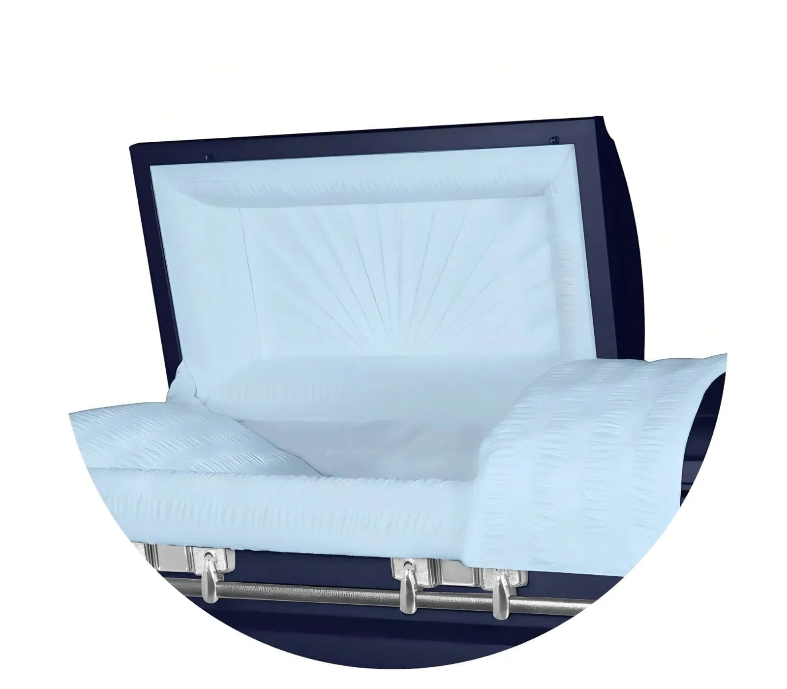 Satin Series | Dark Blue Steel Casket with Light Blue Interior