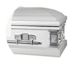 Load image into Gallery viewer, Satin Series | White and Silver Steel Casket with White Interior
