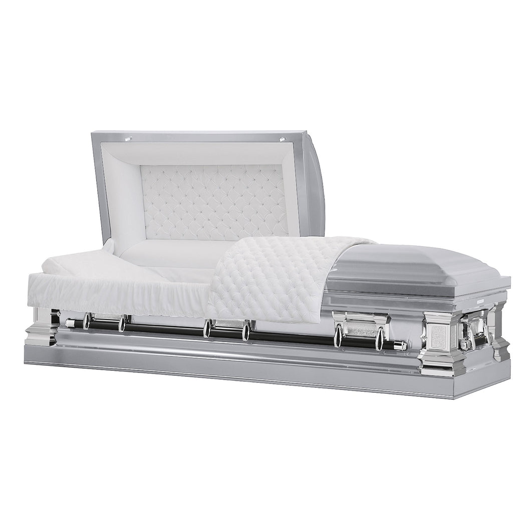Era Series | Silver Stainless Steel Casket with White Interior