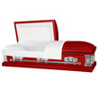Load image into Gallery viewer, Satin Series | Red Steel Casket with White Interior
