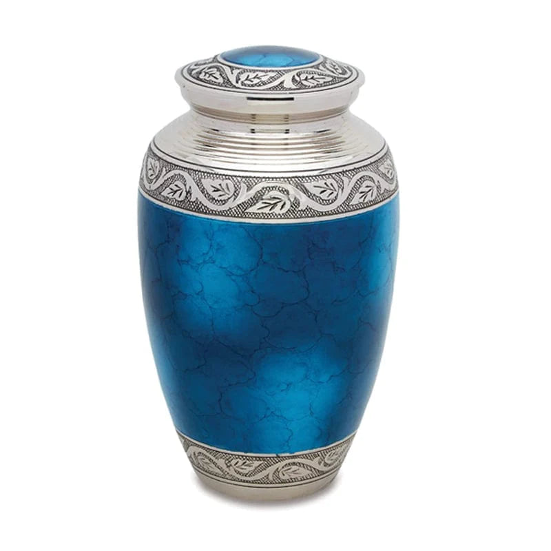 Noble Urn | Brass Cremation Urn for Human Ashes - Vivid Blue