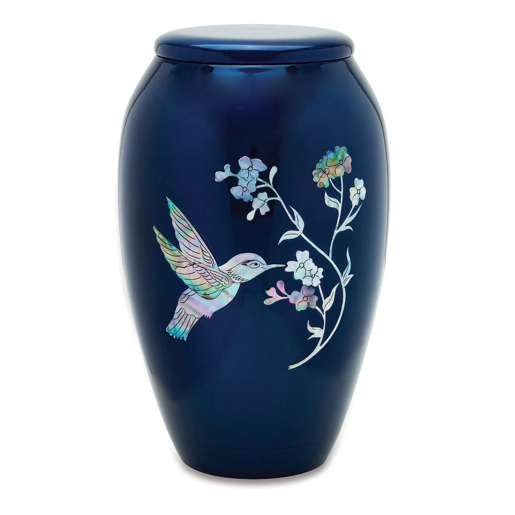Designer Urn - Blue Hummingbird