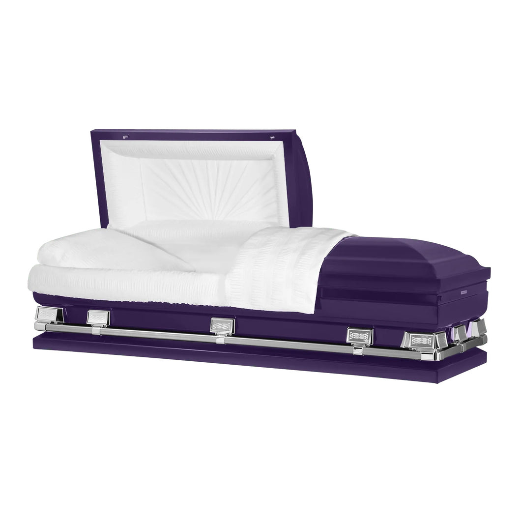 Atlas XL | Royal Purple Steel Oversize Casket with White Interior