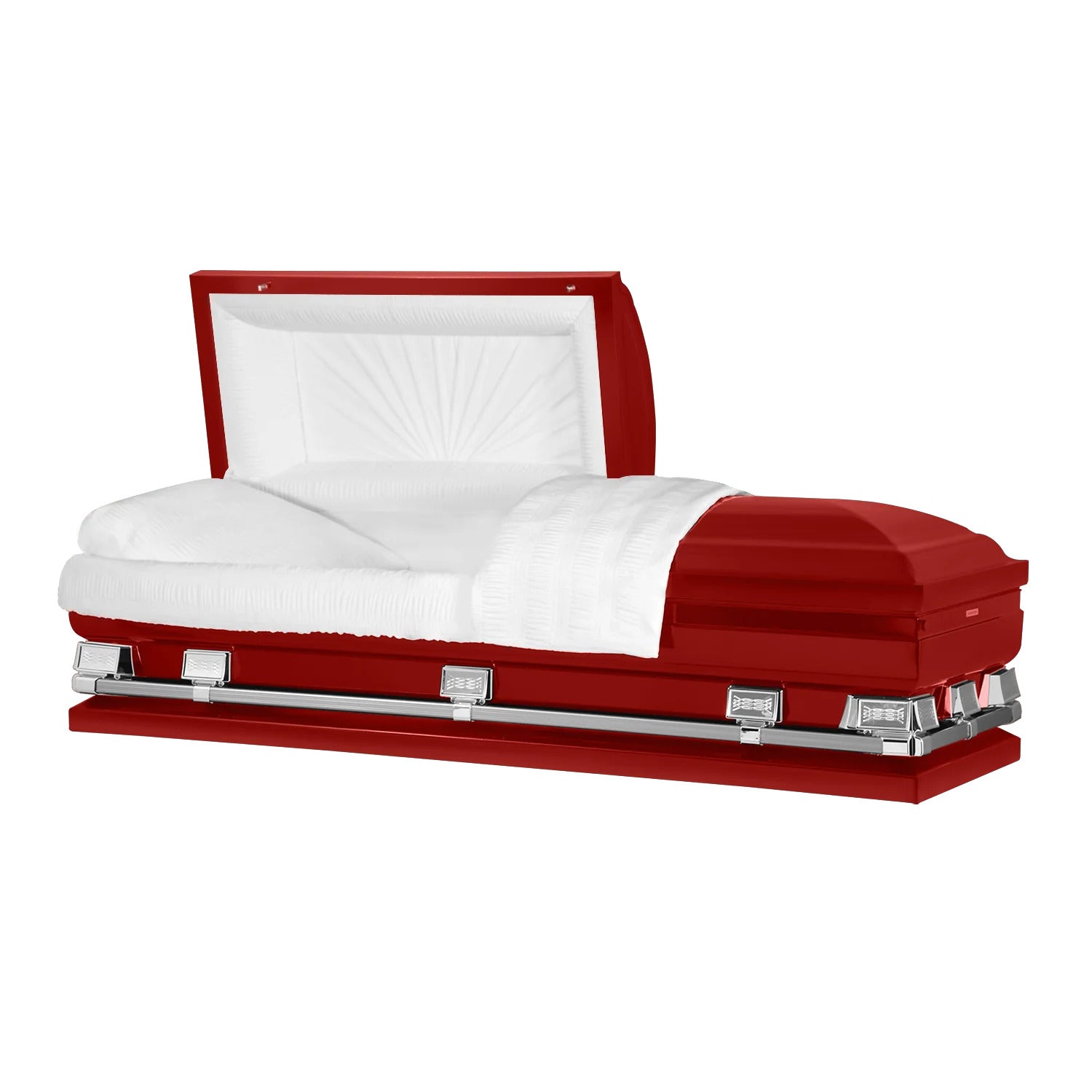 Atlas XL | Red Steel Oversize Casket with White Interior