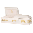 Load image into Gallery viewer, White Cross | White Steel Religious Casket
