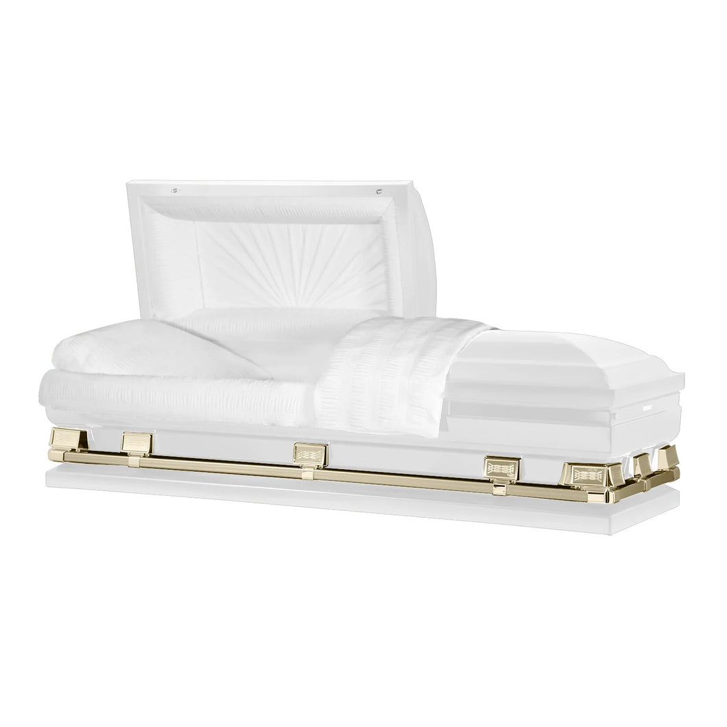Atlas XL | White and Gold Steel Oversize Casket with White Interior